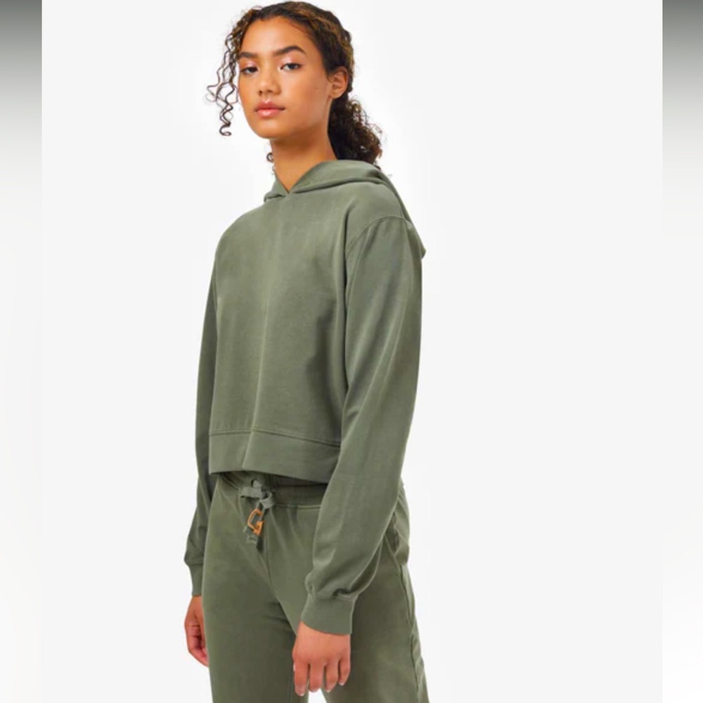 TENTREE Organic Cotton Hoodie, US XS/S. Olive green